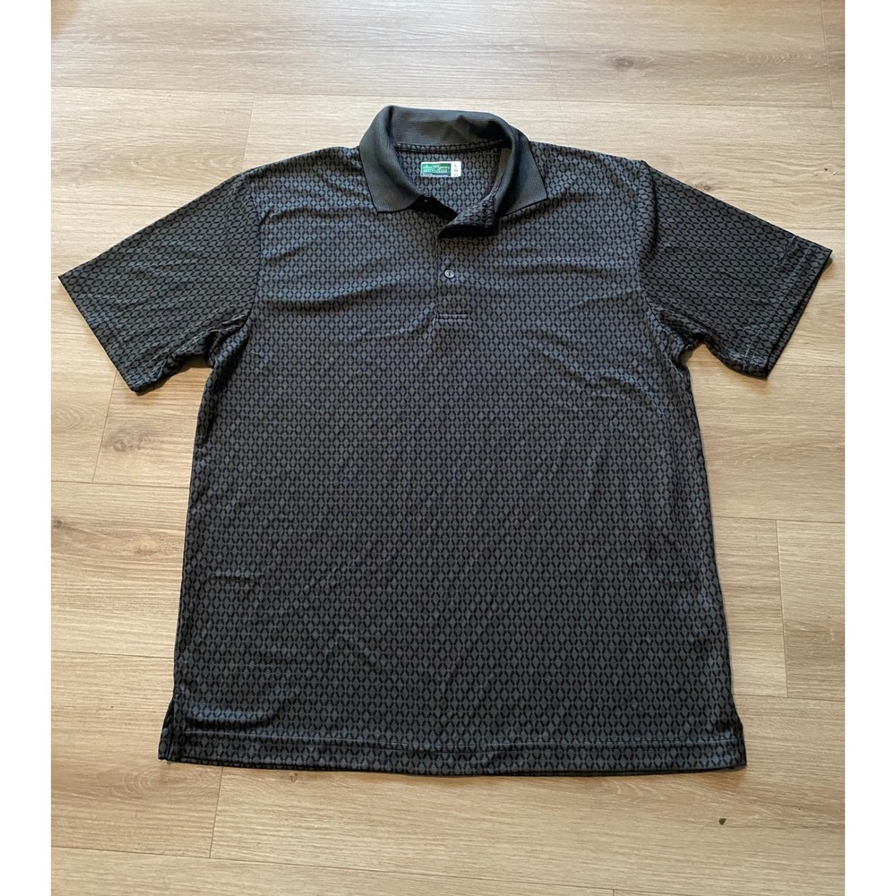 Ben Hogan Performance Mens L Black Geometric Golf Polo Short Sleeve Shirt